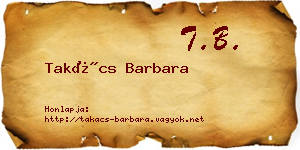 Takács Barbara névjegykártya